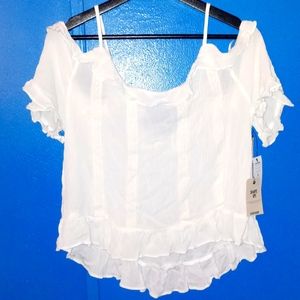 Garage - White crop top with ruffles